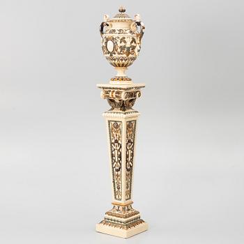 Pedestal with urn, Rörstrand, circa 1900.