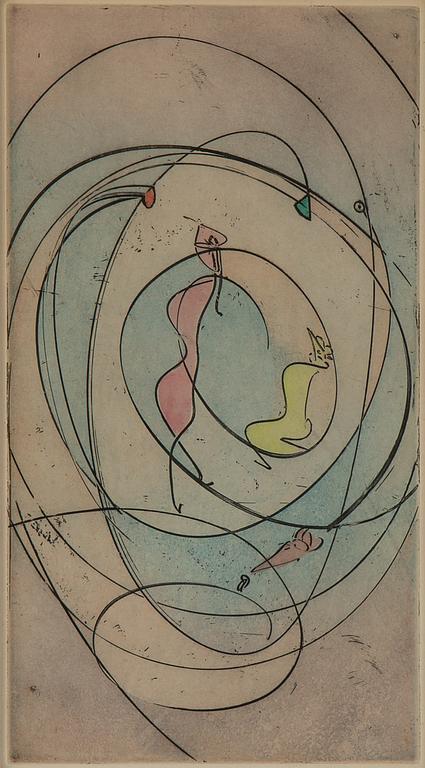 Max Ernst, etching & aquatint in colour, colured, 1970, signed EA.