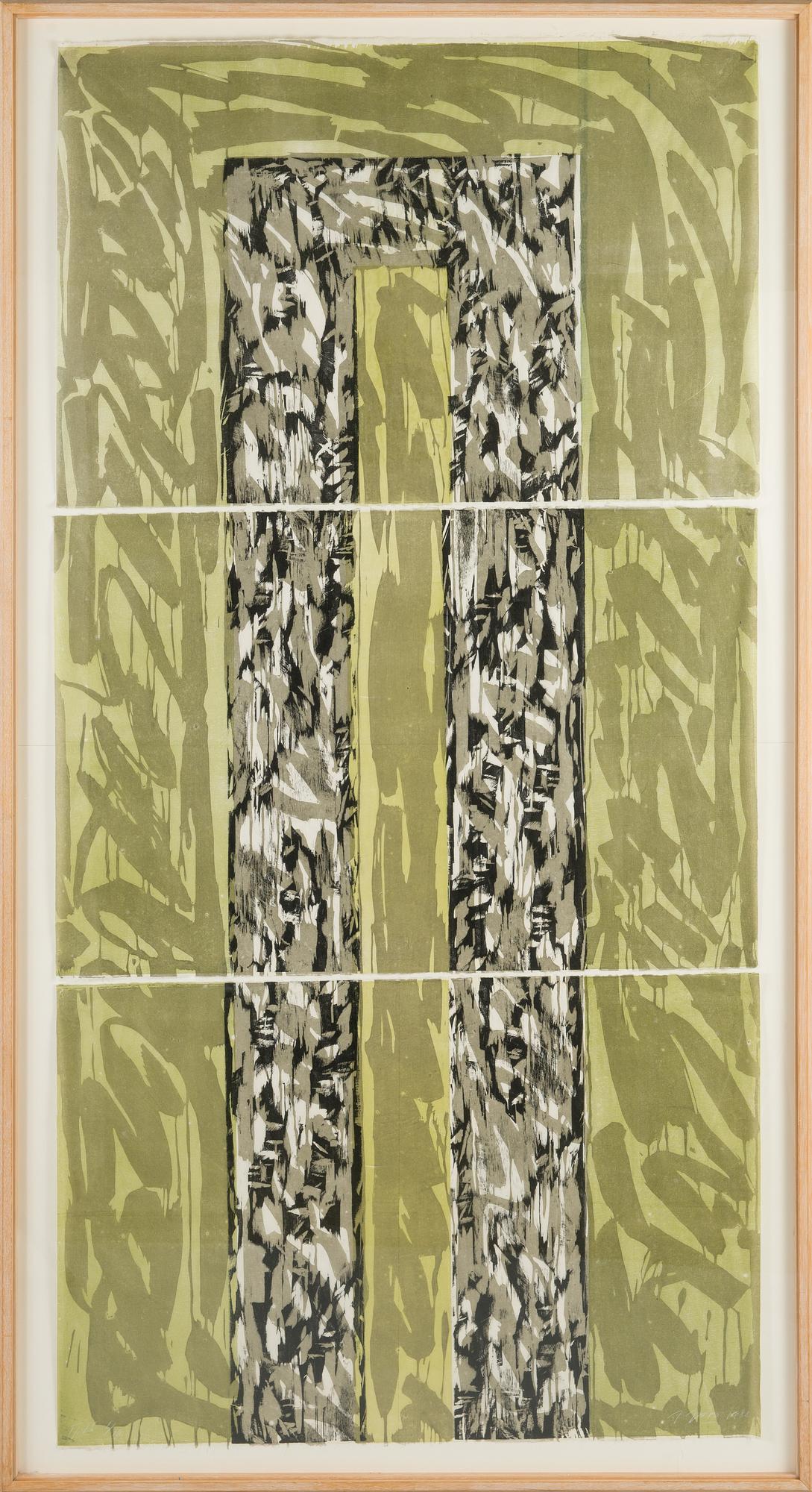 Juha Joro, woodcut, triptych, signed and dated 1988.