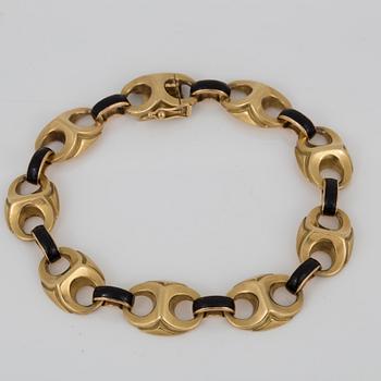 ARMBAND, ankarelänkar med svart emalj dekor, troligen 1800-talets slut, 18K guld.