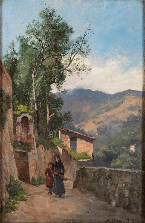 August Fischer, oil on canvas, signed Aug Fischer San Remo.