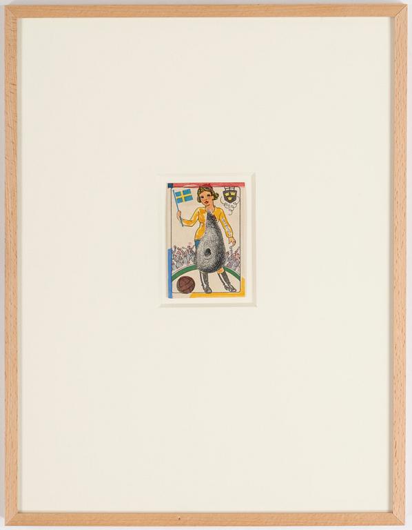 CARL OTTO HULTÉN, collage på spelkort. Signerad och daterad 1946.