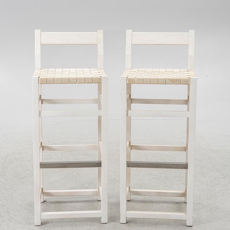 John Kandell, Bar stools, a pair, "Schablon", Källemo, late 20th century.