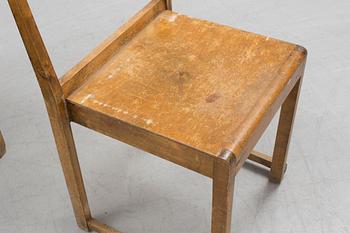 A set of six "Orkesterstolen" chairs by Sven Markelius, mid 1900s.