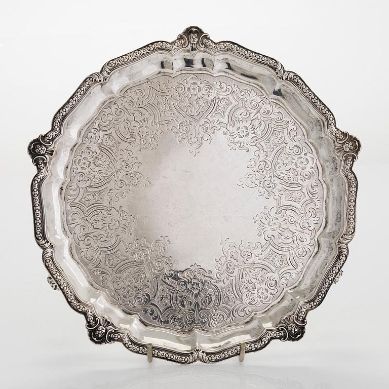 A sterling silver salver, maker's mark Robert Garrard, London 1864.