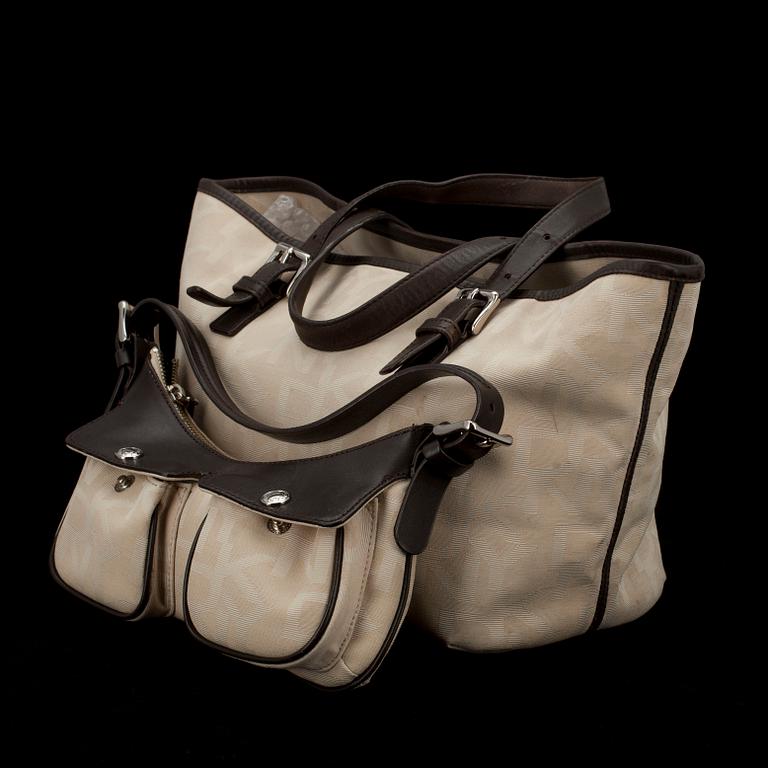 LAUKKUJA, 2 kappaletta, sekä HUIVI, Donna Karan New York.
