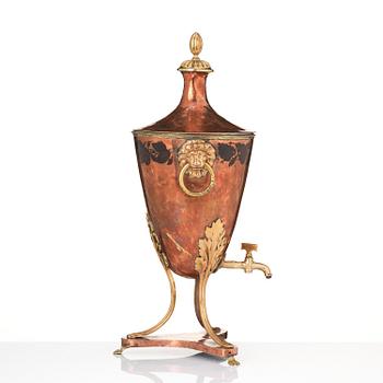 A late-gustavian copper and gilt-brass tea cistern, Stockholm circa 1800.