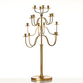 Josef Frank, a brass candelabrum for 16 lights by Svenskt Tenn, Sweden 1940-1950s.