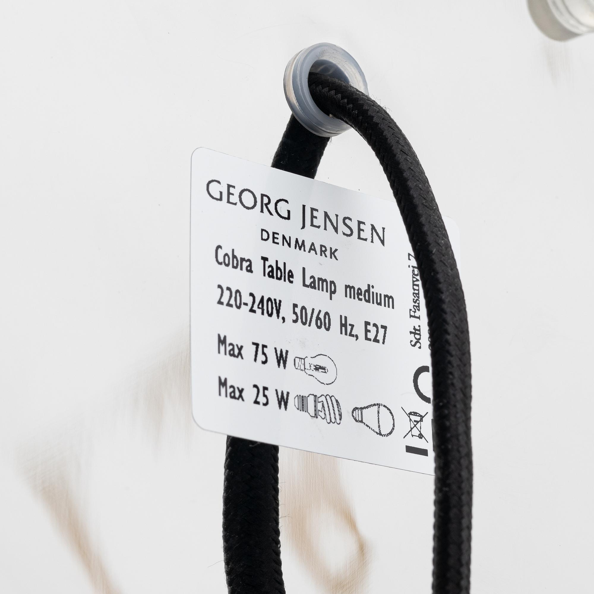Constantin Wortmann, a 'Cobra' table lamp, Georg Jensen, Denmark.