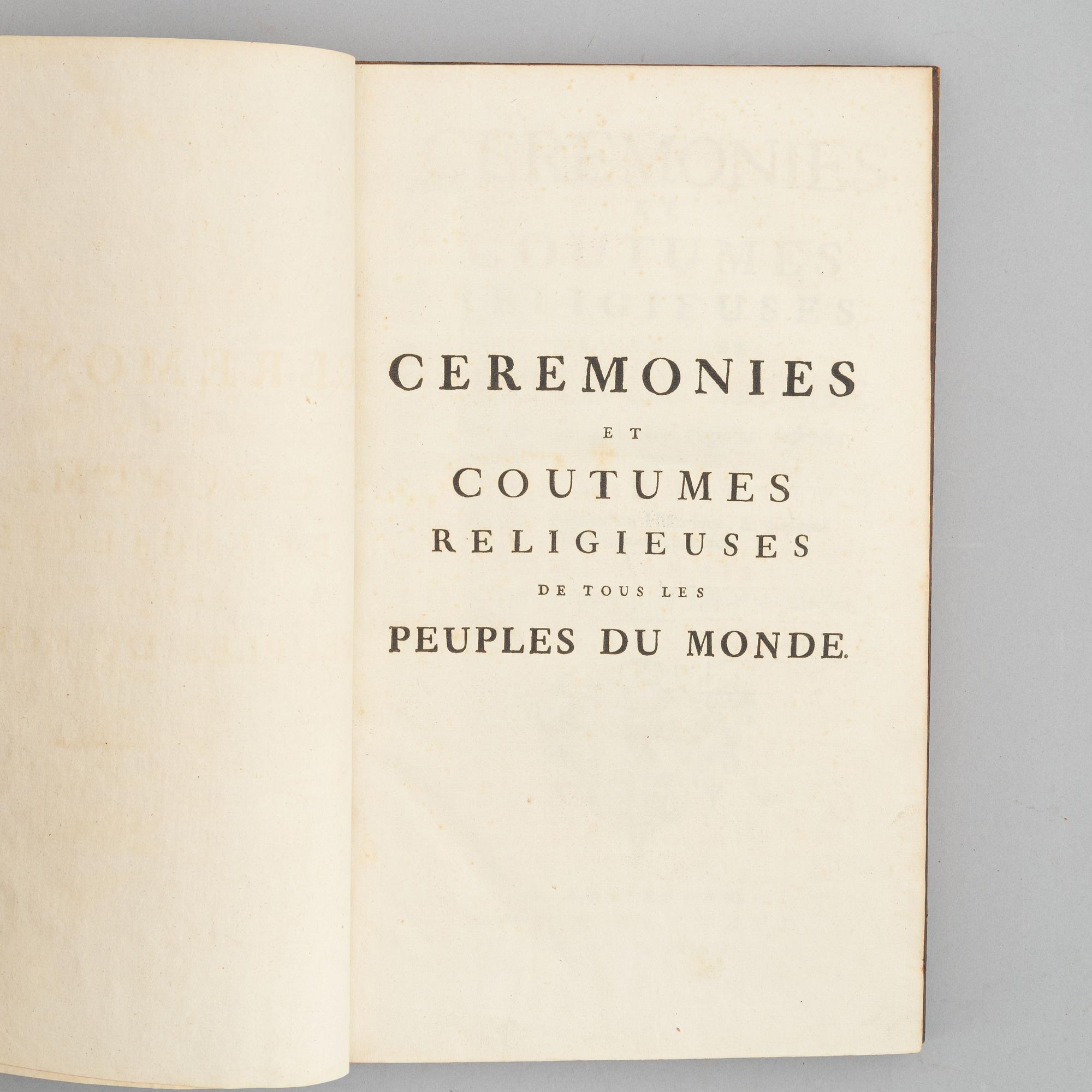With 248 engraved plates relating to religious costumes and ceremonies, including distant lands such as China, 9 vols.