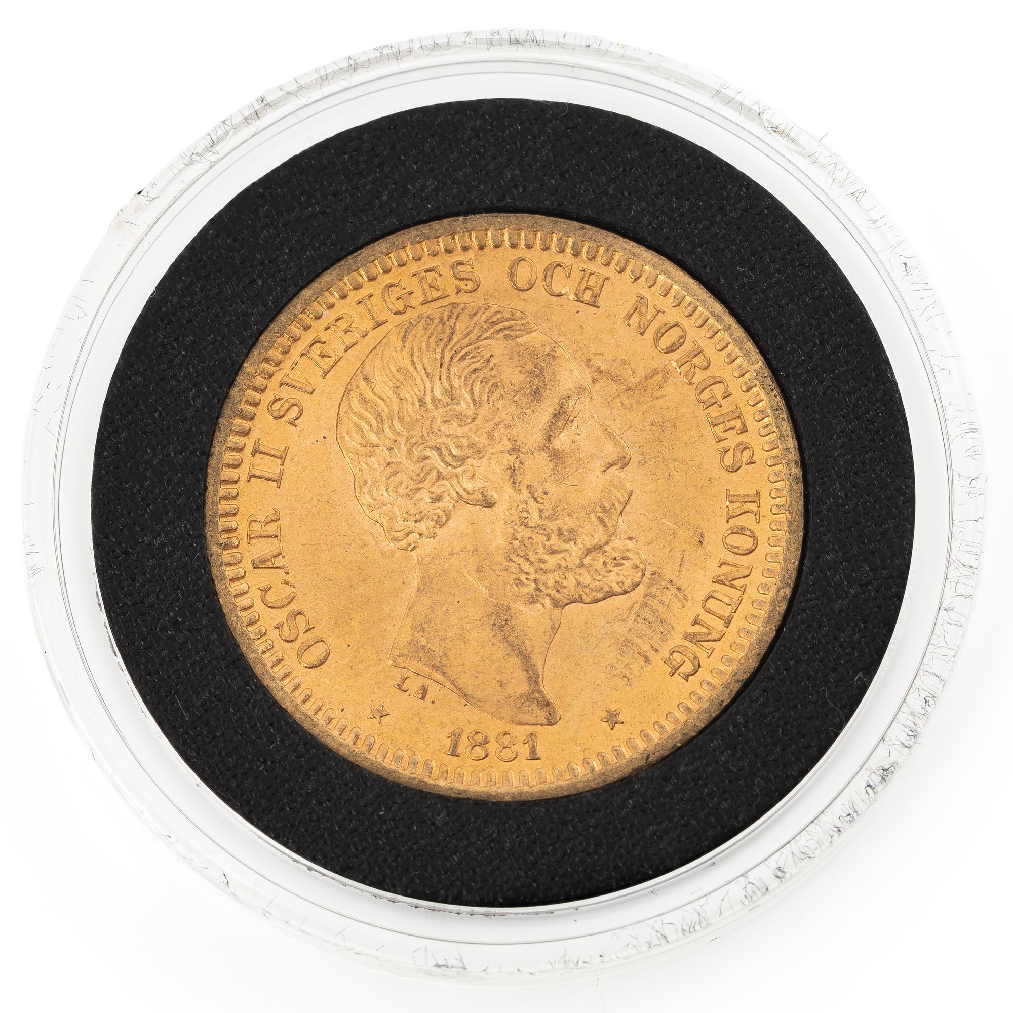Gold coin, Sweden, Oscar II, 20 kronor, 1881.