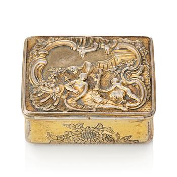 221. A Swedish Rococo silver-gilt snuff-box, mark of Kilian Kelson, Stockholm 1759.