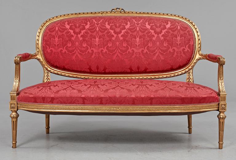 SALONGSMÖBEL, 10 delar, Louis XVI-stil, 1900-tal.