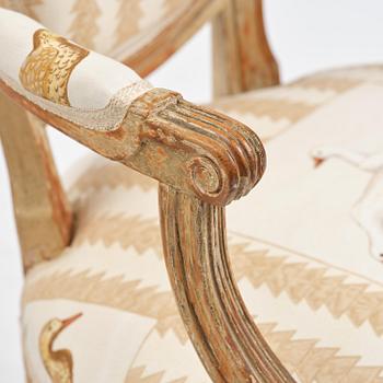 A pair of French Louis XVI children's open armchairs, late 18th century.