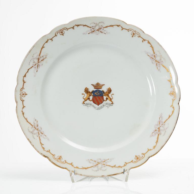 A group of three armorial dinner plates, presumably France, late 19th century.