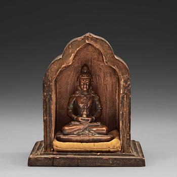 1311. A copper alloy figure of Amitayus, Tibet/Nepal, presumably late 19th century/early 20th century.