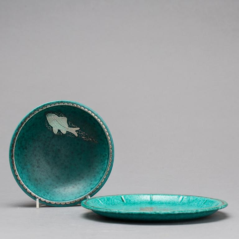A bowl and plate by Kåge "Argenta", mid 1900's.
