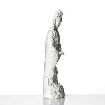A Chinese blanc de chine figure of Guanyin, Qing dynasty, 19th Century.