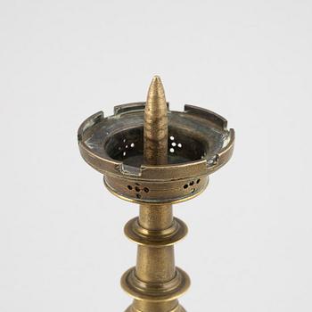 LJUSSTAKE, brons, gotisk stil, 1800-tal.