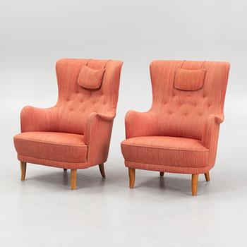 Carl Malmsten, a pair of 'Patron' armchairs, AB O.H. Sjögren, Tranås.