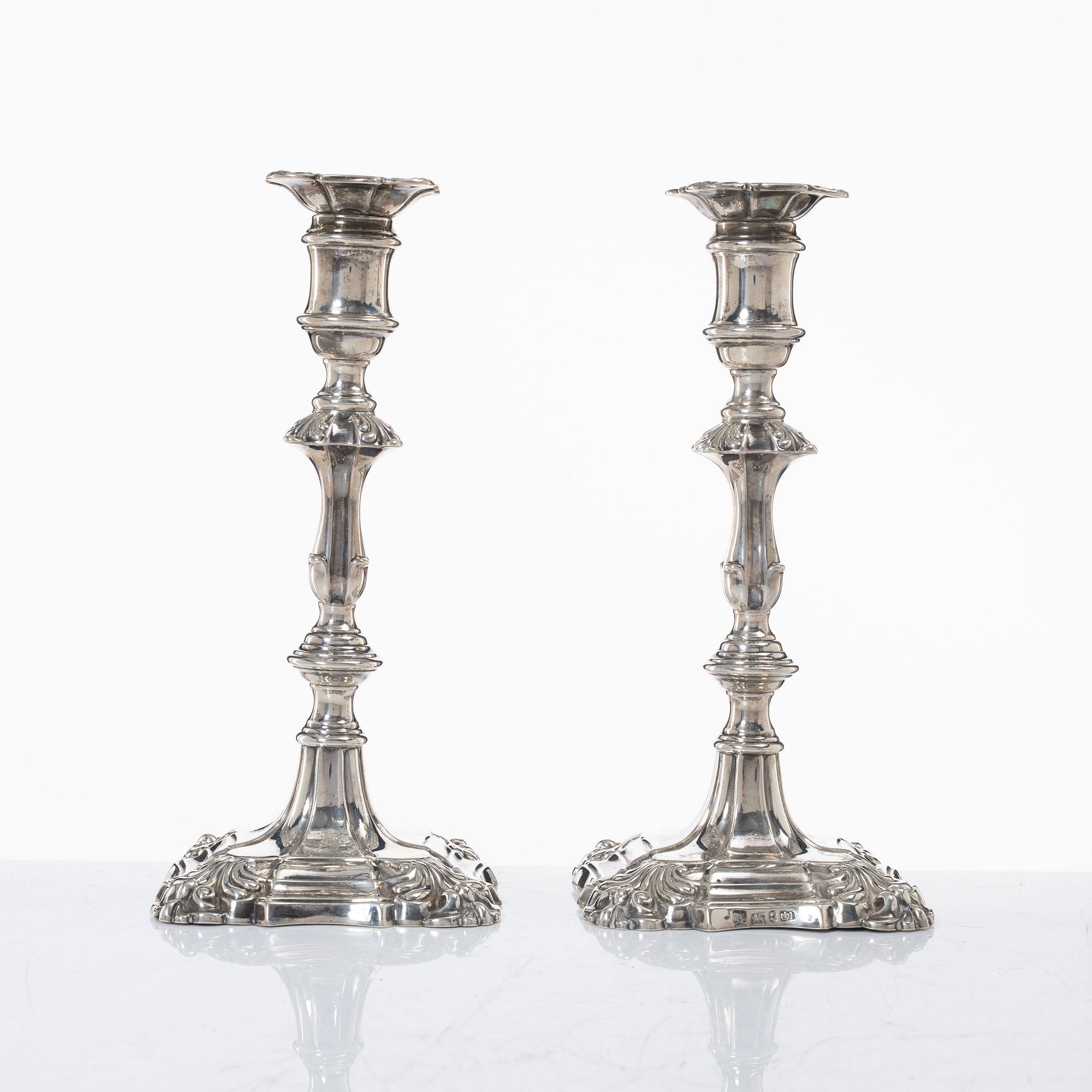 Candelsticks, a pair, silver, Sheffield 1833-34, mark of possibly Henry Wilkinson & Co.