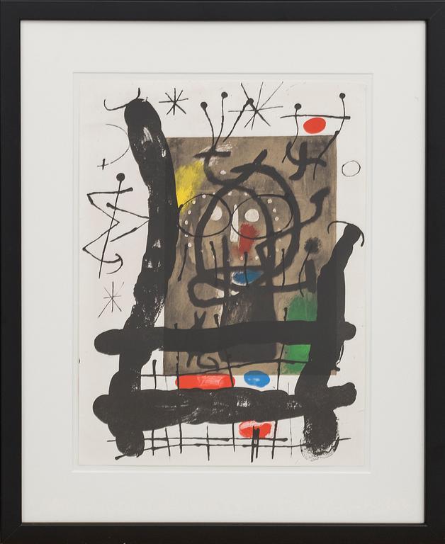 JOAN MIRÓ, litograph in color, from Derrière le Miroir nr 151-152, 1965. Not signed,