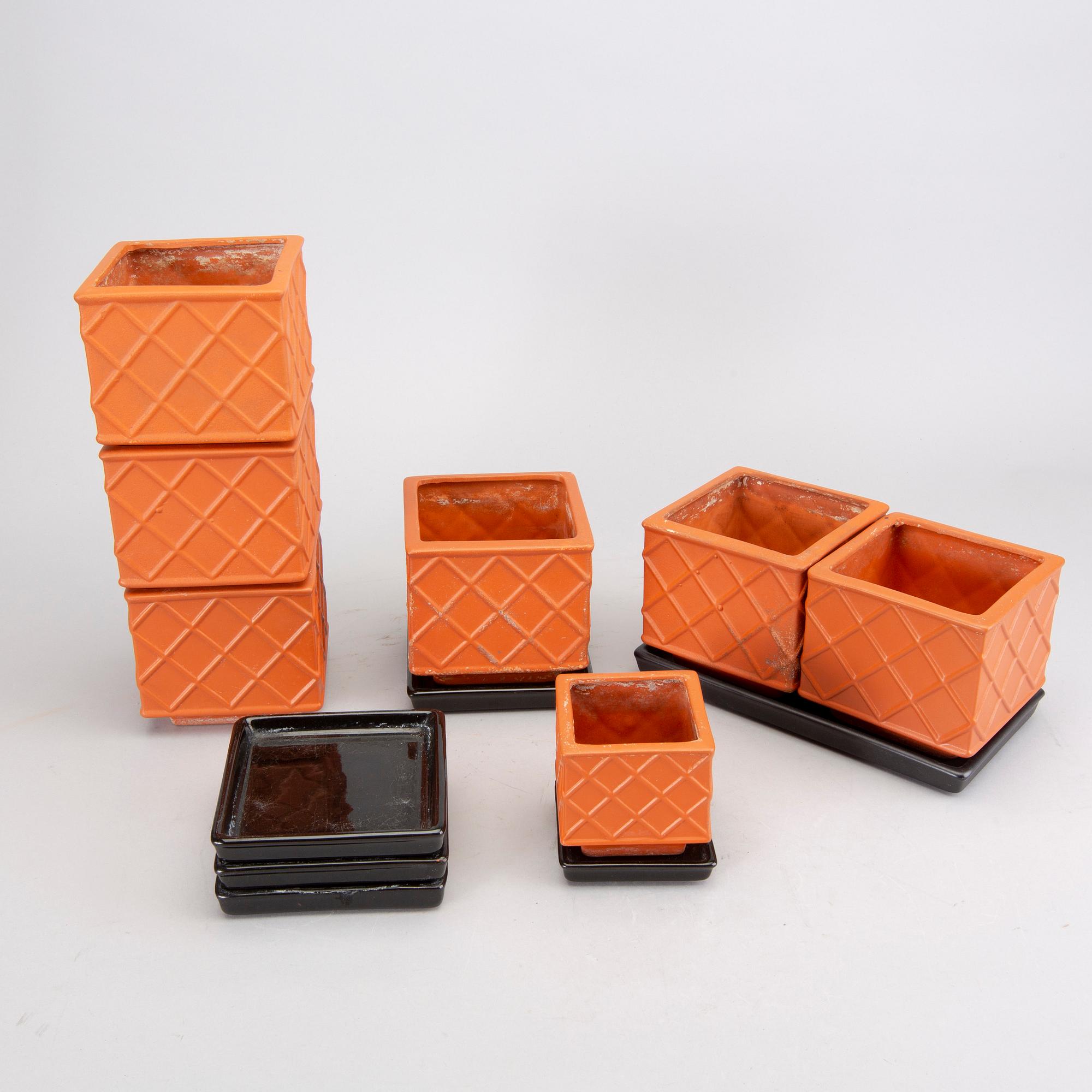 Wilhelm Kåge, a set of seven Planta flower pots Gustavsberg 1950s.
