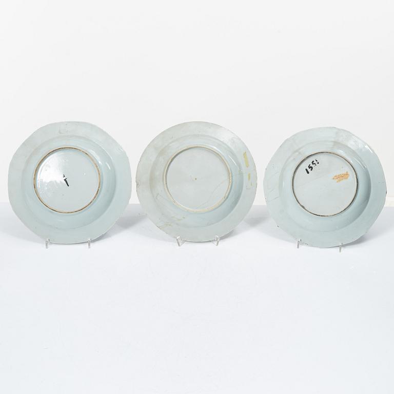 Nine blue and white porcelain plates, China, Qianlong (1736-95).