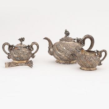 A Chinese Export silver tea service, unidentified maker's mark, 20th Century.