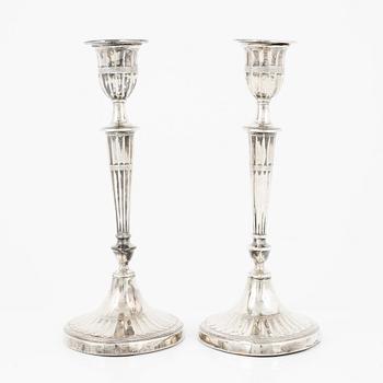 Ljusstakar, ett par, silver, Lambert & Co, London 1899, England.