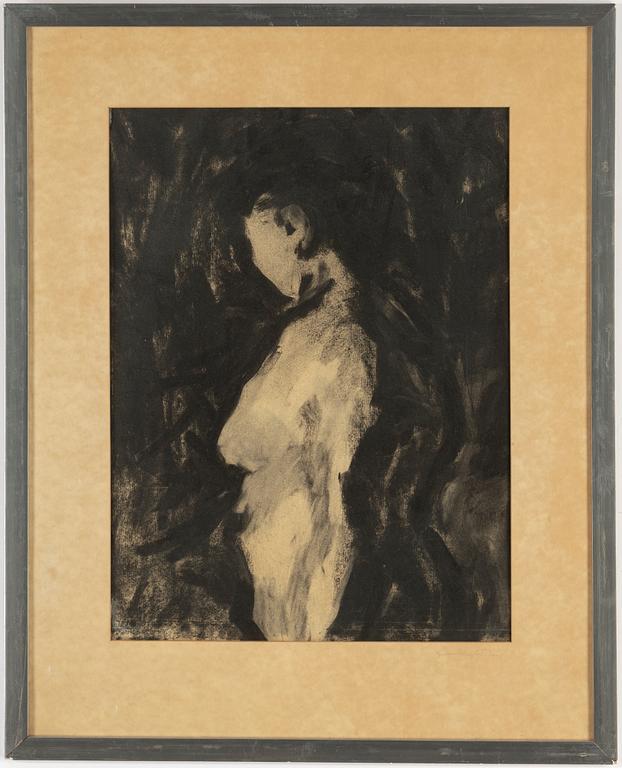 EVERT LUNDQUIST, charcoal drawing, signed and dated 1945 on the passepartout.