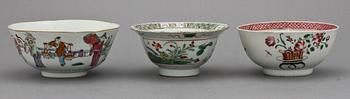 SKÅLAR, 3 st, porslin, Kina, 1700/1800-tal.