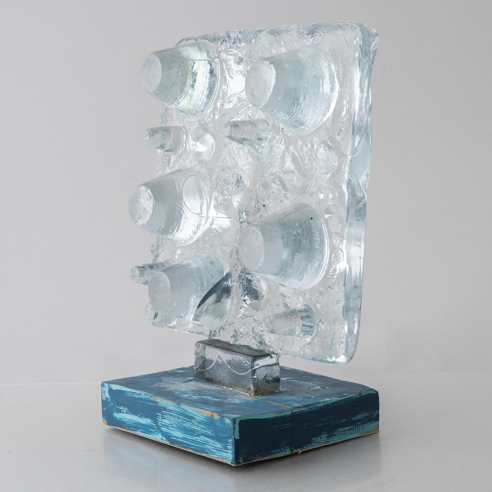 Edvin Öhrström, sculpture, cast glass, Lindshammar Glassworks.