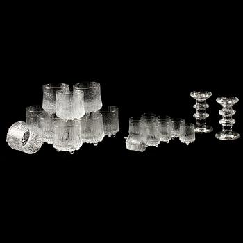GLAS, 19 st SAMT LJUSSTAKAR, ett par, "Festivo", T Sarpaneva samt "Ultima Thule", T Wirkkala, Iittala, 1900-tal.