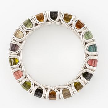 Ring 14K white gold with multi-coloured tourmalines.