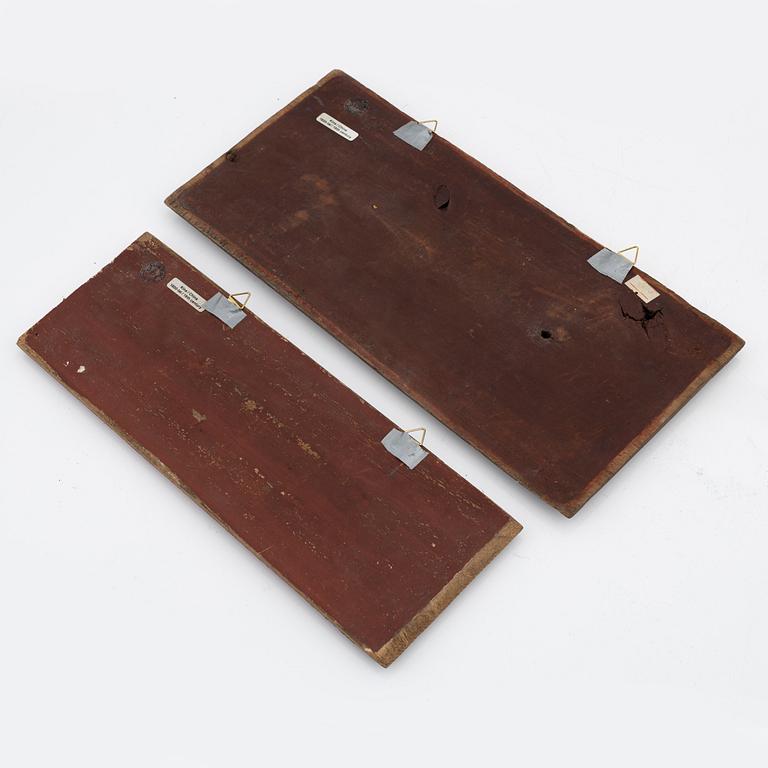 Two wooden panels, Qing dynasty, 19th Century.