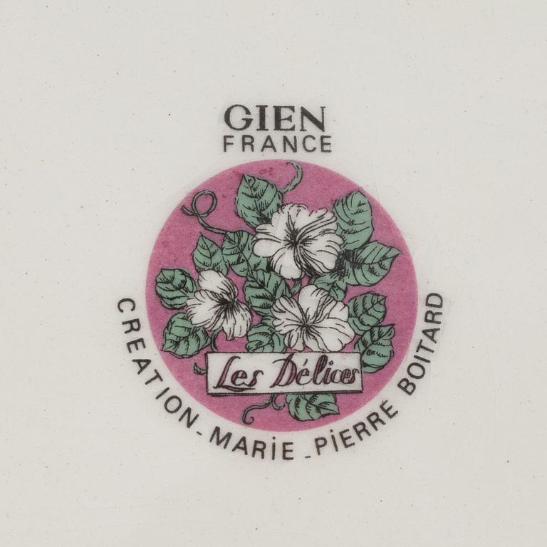 75 porcelain service pieces, Gien, France.