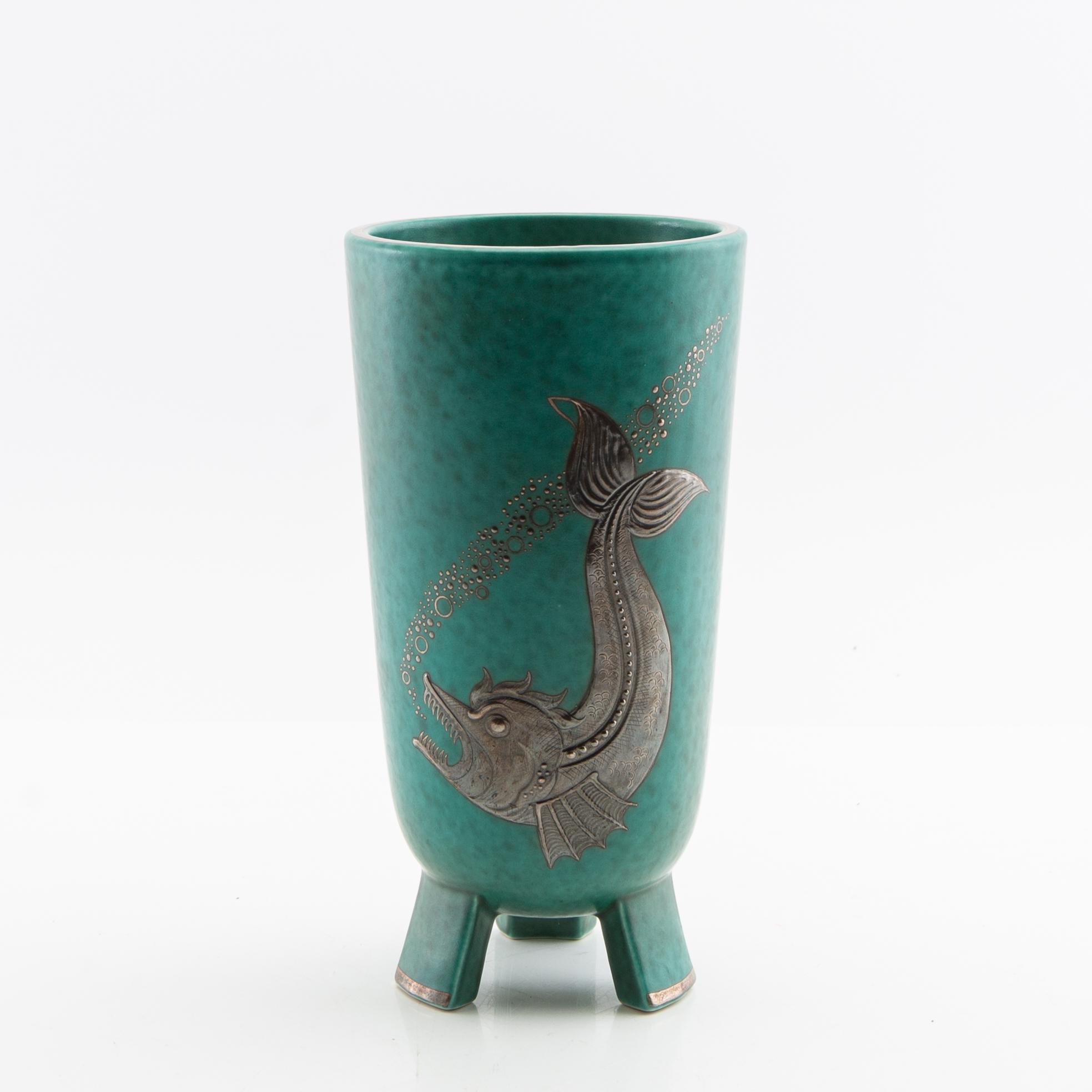 Wilhelm Kåge, vase, stoneware, "Argenta", Gustavsberg.