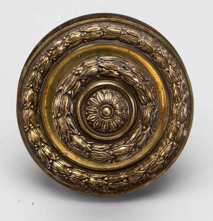 DÖRRHANDTAG, empire-stil, 1900-tal, mässing.