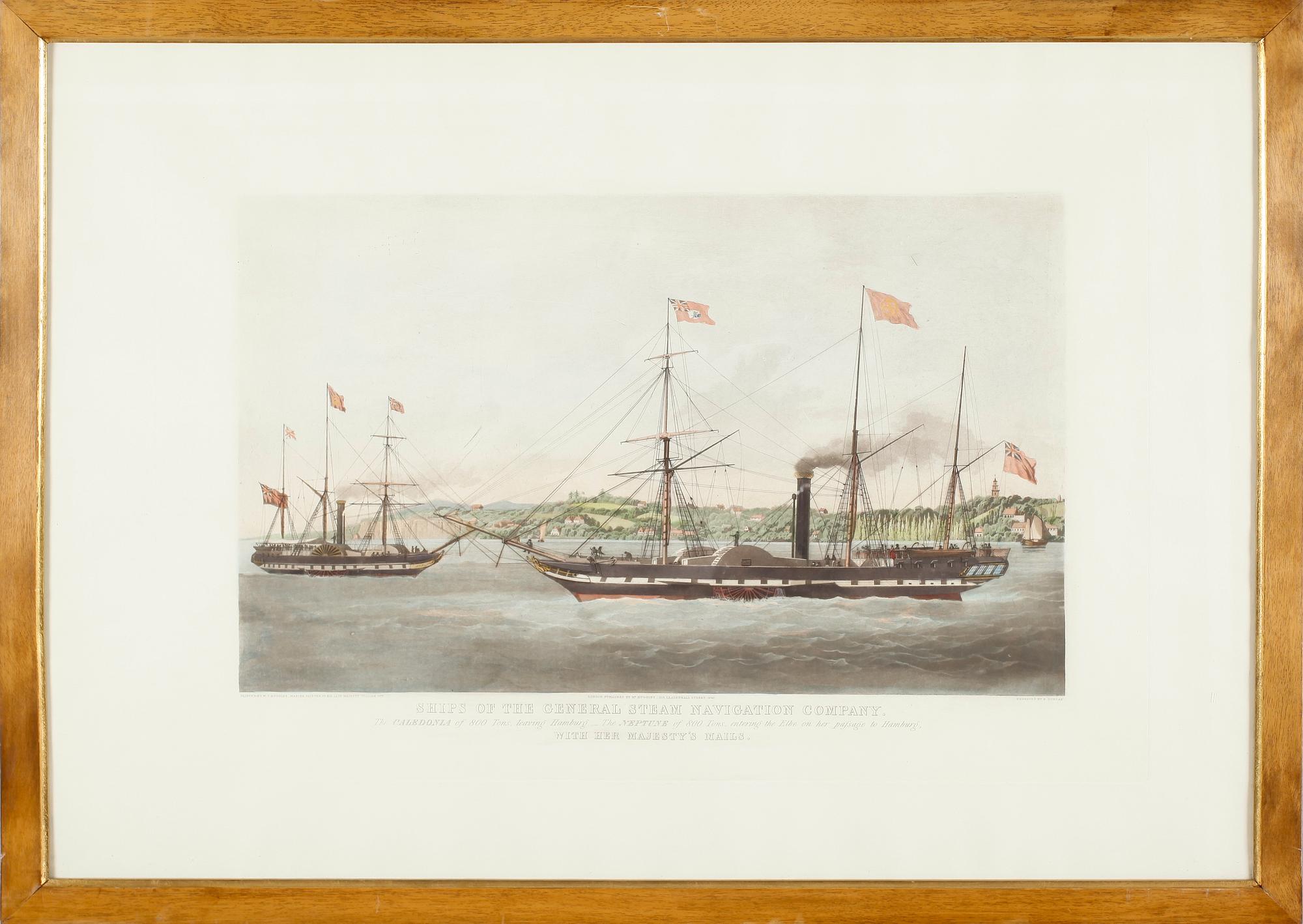 LITOGRAFISKA TRYCK, 2 st, efter WJ Huggins, 1800-/1900-tal.