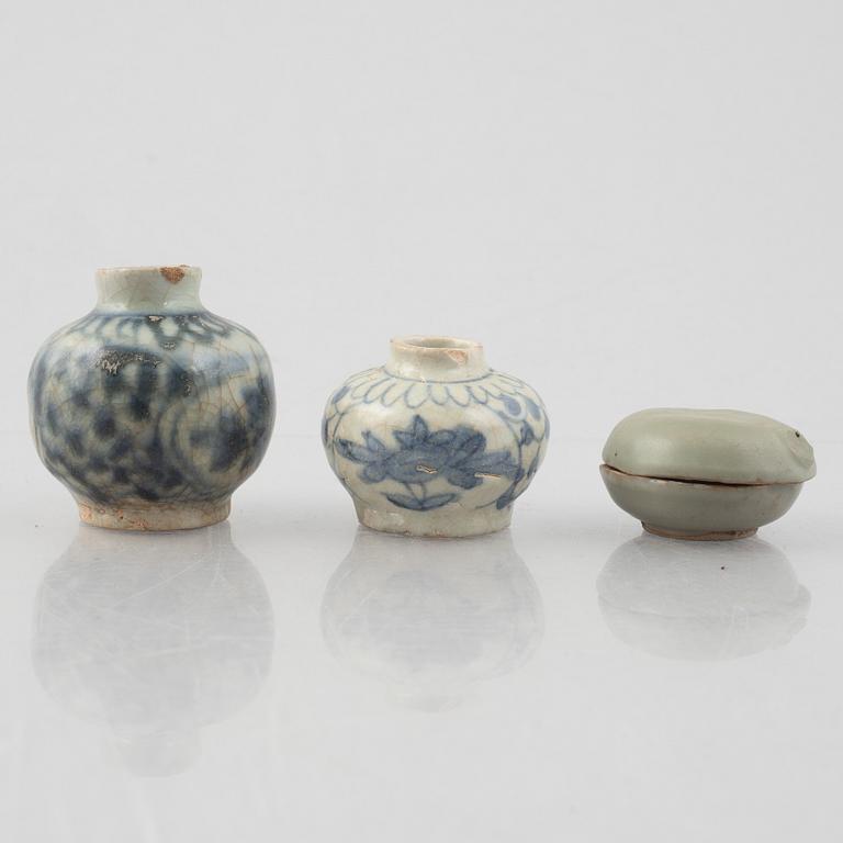 A group of eight Chinese miniature ceramics, including Song dynasty.