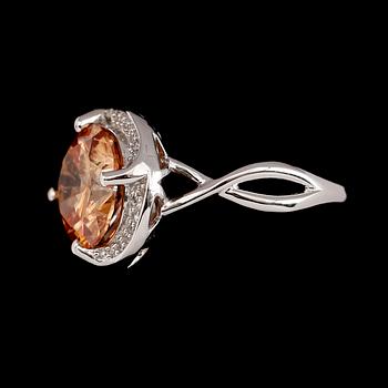 RING, silver, citrin, vita safirer.