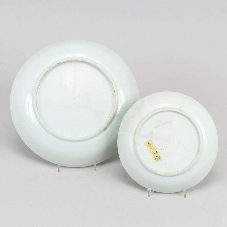 Fat samt tallrik, kompaniporslin. Qingdynastin, Qianlong (1736-95).