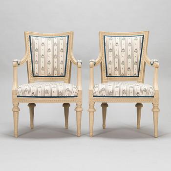A pair of late 18th-century Gustavian open armchairs.