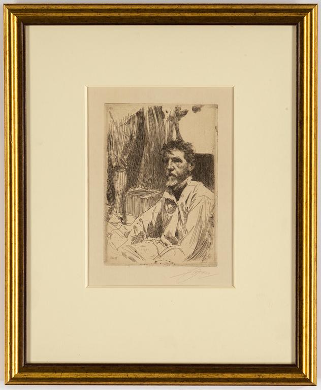 Anders Zorn, etsning, 1897, signerad med blyerts.