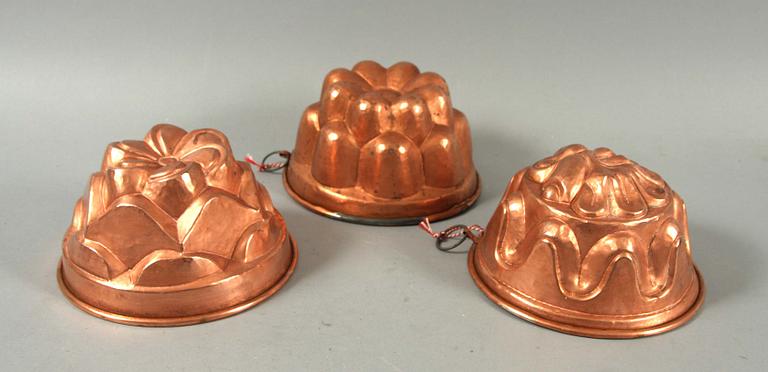 GLASSFORMAR, 3 st. Koppar, 1800-tal.