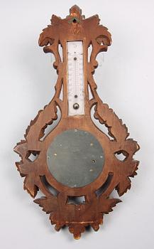 BAROMETER MED TERMOMETER, sent 1800-tal.