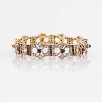 Art deco rose cut diamond and sapphire bracelet.