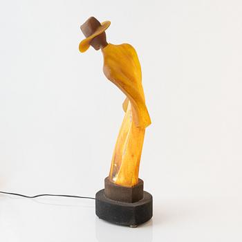 Kjell Engman, a unique cast glass sculpture, 'Catwalk - Trenchcoat', Kosta Boda, Sweden.