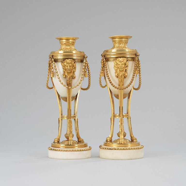 A pair of Louis XVI late 18th century candlesticks/cassolettes.